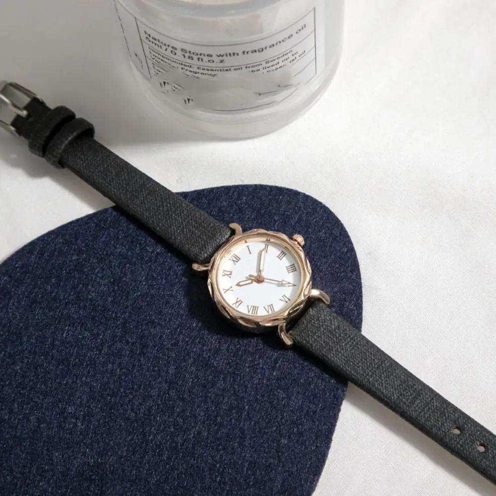 High Quality Faux Leather Strap Watch Round Dial Casual Wristwatch Multi-color Adjustable Quartz Watch