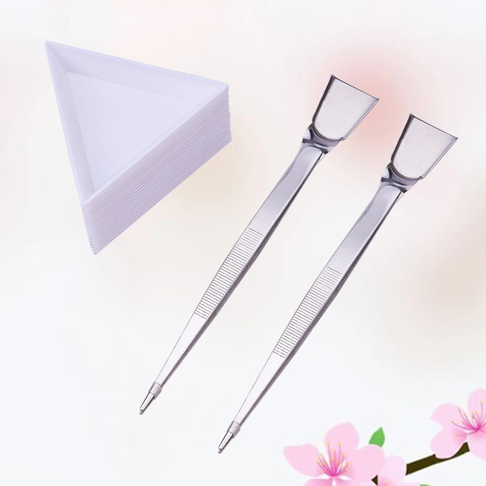 

22pcs Display Set Stainless Steel Tweezers Scoop Shovel Triangle Jewelry Tool Tray Beading Jewelry Tools Storage