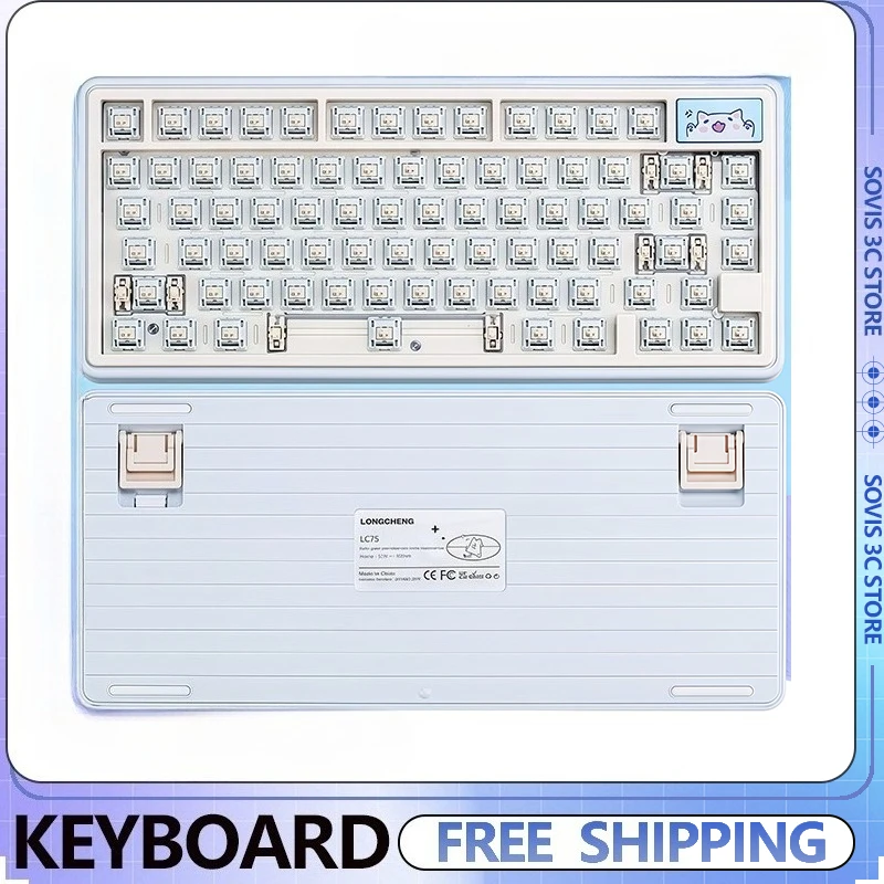 

Sovis C75 Mechanical Keyboard Kit Tri-mode Wireless Kit Hot Plug Customized VIA RGB Backlight Gaming Office Keyboard Girl Gifts