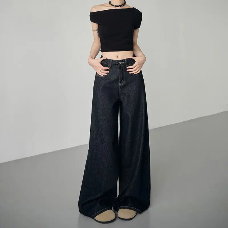 

Сексуальные женские джинсы Spicy Girl с высокой талией, широкие джинсовые брюки, свободный крой, утягивающий дизайн, весенний дизайн, без бренда, зарегистрированный