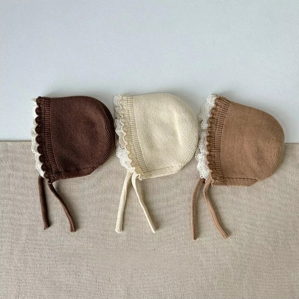 

Korean Ruffle Lace Baby Hat Keep Warm Solid Color Ear Protection Cap Autumn Winter Cap Boys Girls