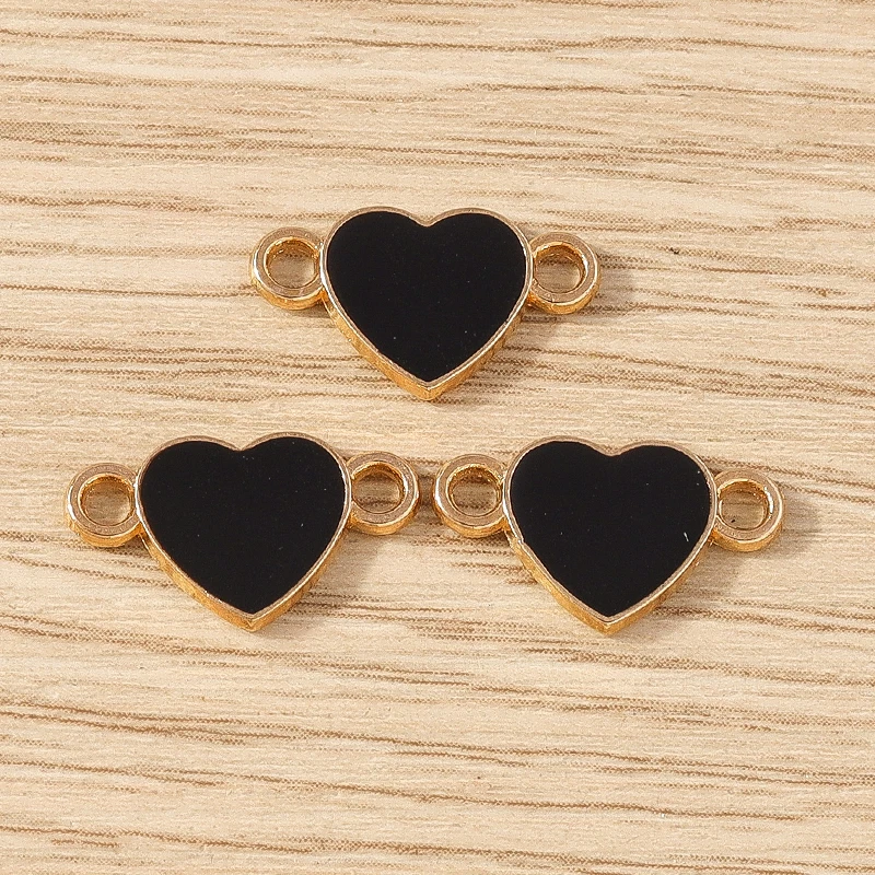 10 stücke 16x9mm niedlichen Doppel loch Emaille Liebe Herz Charms Anschlüsse für Schmuck machen DIY handgemachte Armbänder Halskette Handwerk Geschenk – Detail 9