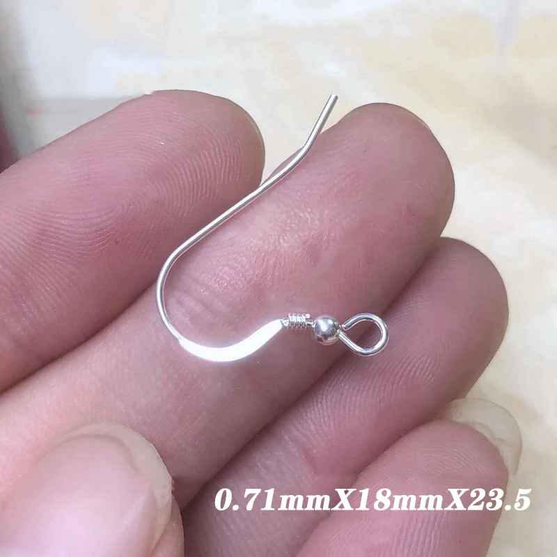 Ear Wire Flat 925 Sterling Silver Ear Wire W/2/3mm Bead Mirror Bead Loop Ear Components Wholesale Jewelry Findings