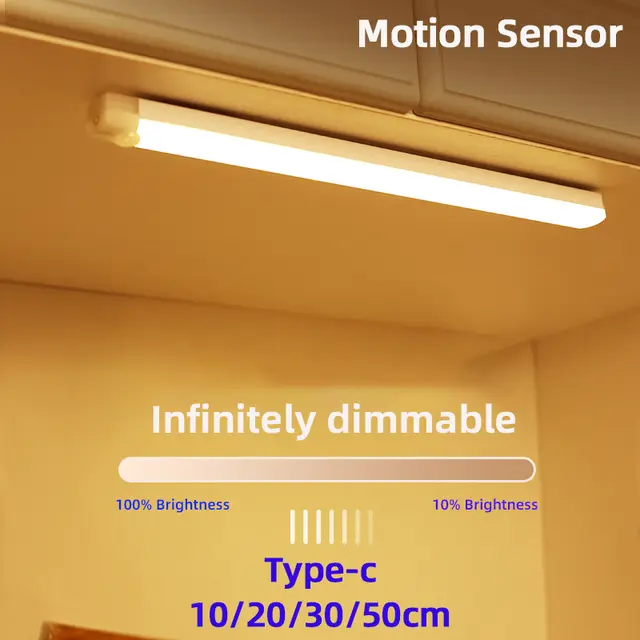 מנורת חיישן תנועה לילה אלחוטית LED USB סוג C נטענת לארון, תמונה 5