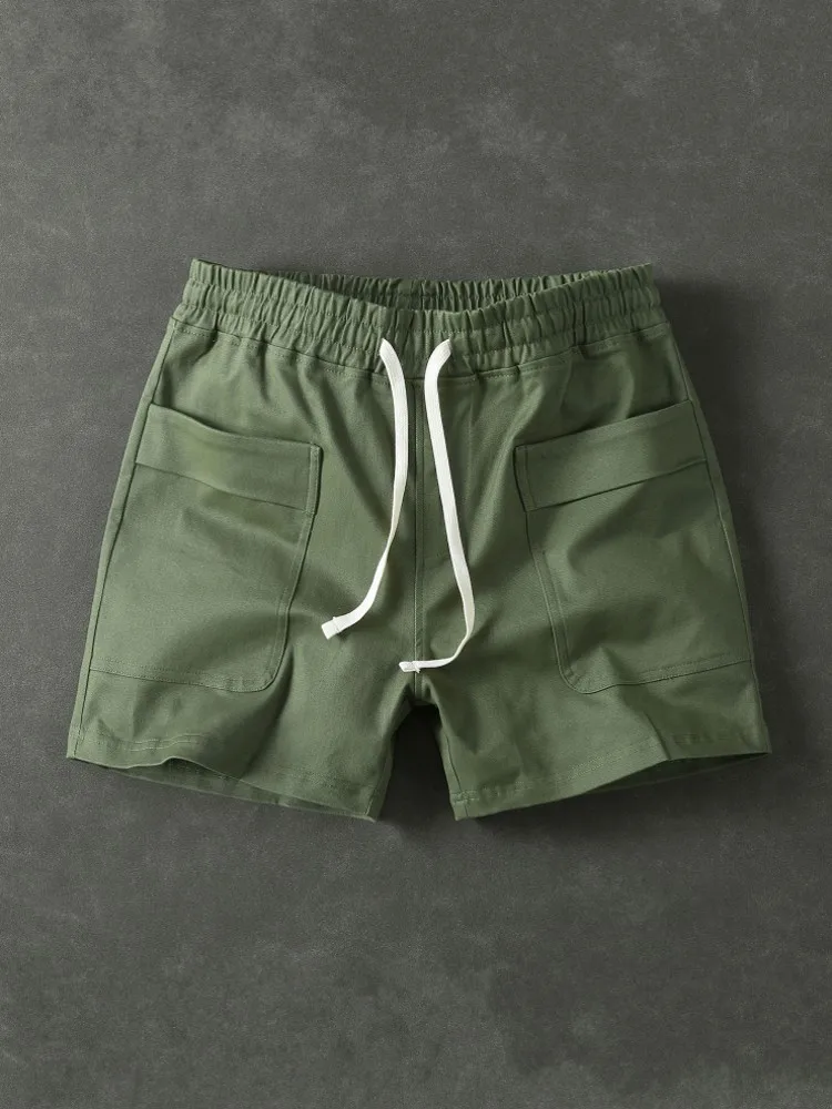 American Style Men Daily Casual Solid Color Slim Fit Breathable Sweatpants Summer New Straight Drawstring Fitness Jogging Shorts