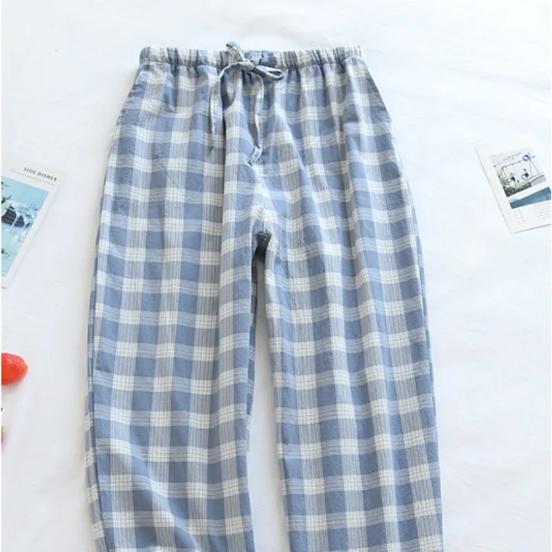 القطن كبير متقلب الرجال المنزل السراويل فضفاضة بسيطة غسل بنطلون بيجاما بلون منقوشة بنطلون أربعة مواسم بيجامة بانت