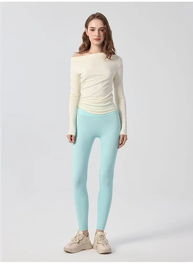 Neues Herbst-Langarm-Yoga-Gym-Workout-Oberteil, feminines One-Shoulder-Top, schlanke Sport- und Fitness-Trainingskleidung für Laufen und Pilates – Detail 15