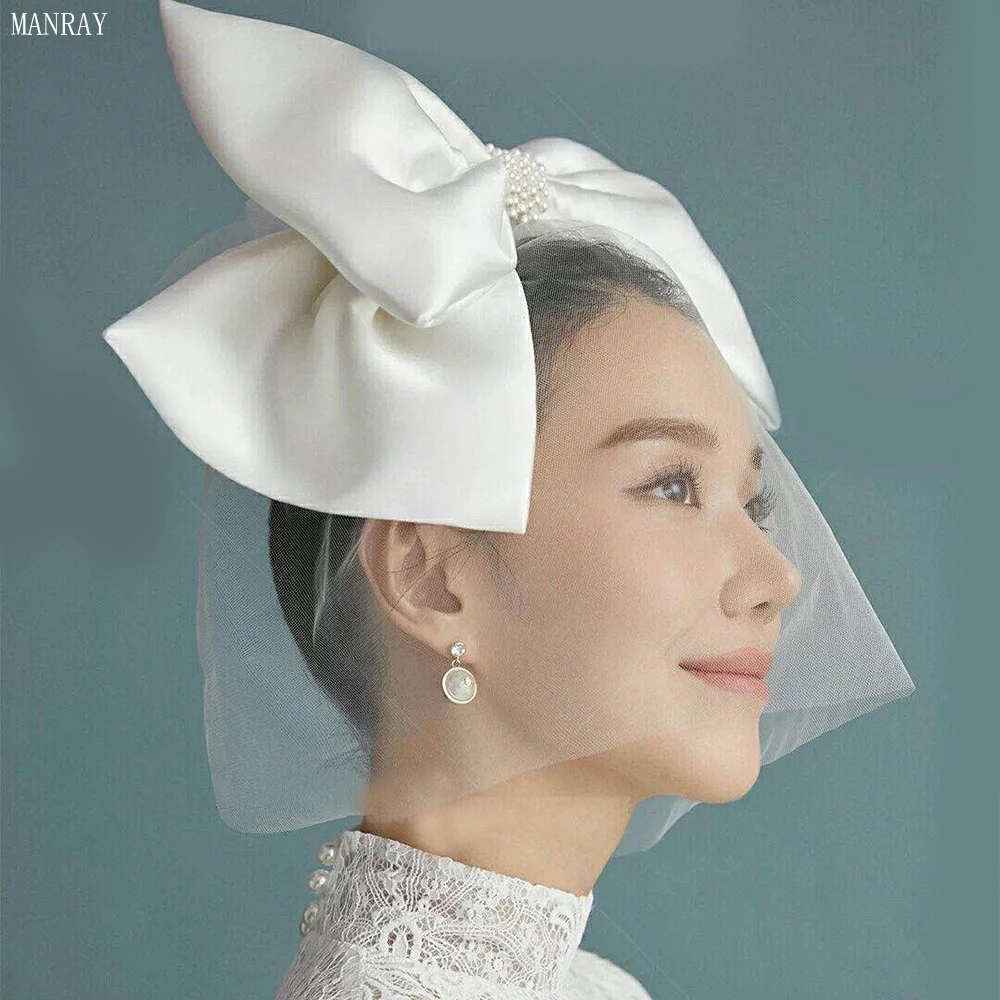 

MANRAY Women Sexy Korean Style Wedding Veil Short Tulle Cover Face Bridal Veils Bow Wedding Accessories Free Shipping