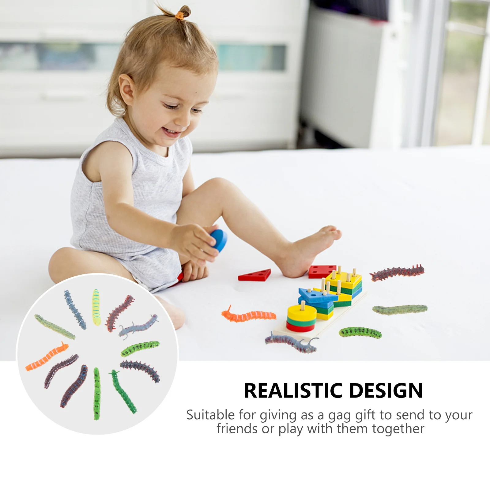 

12Pcs Realistic Caterpillar Prank Insects Durable Fun Collection for Kids Adults Prank Caterpillar Tricky Toy Joke Toys