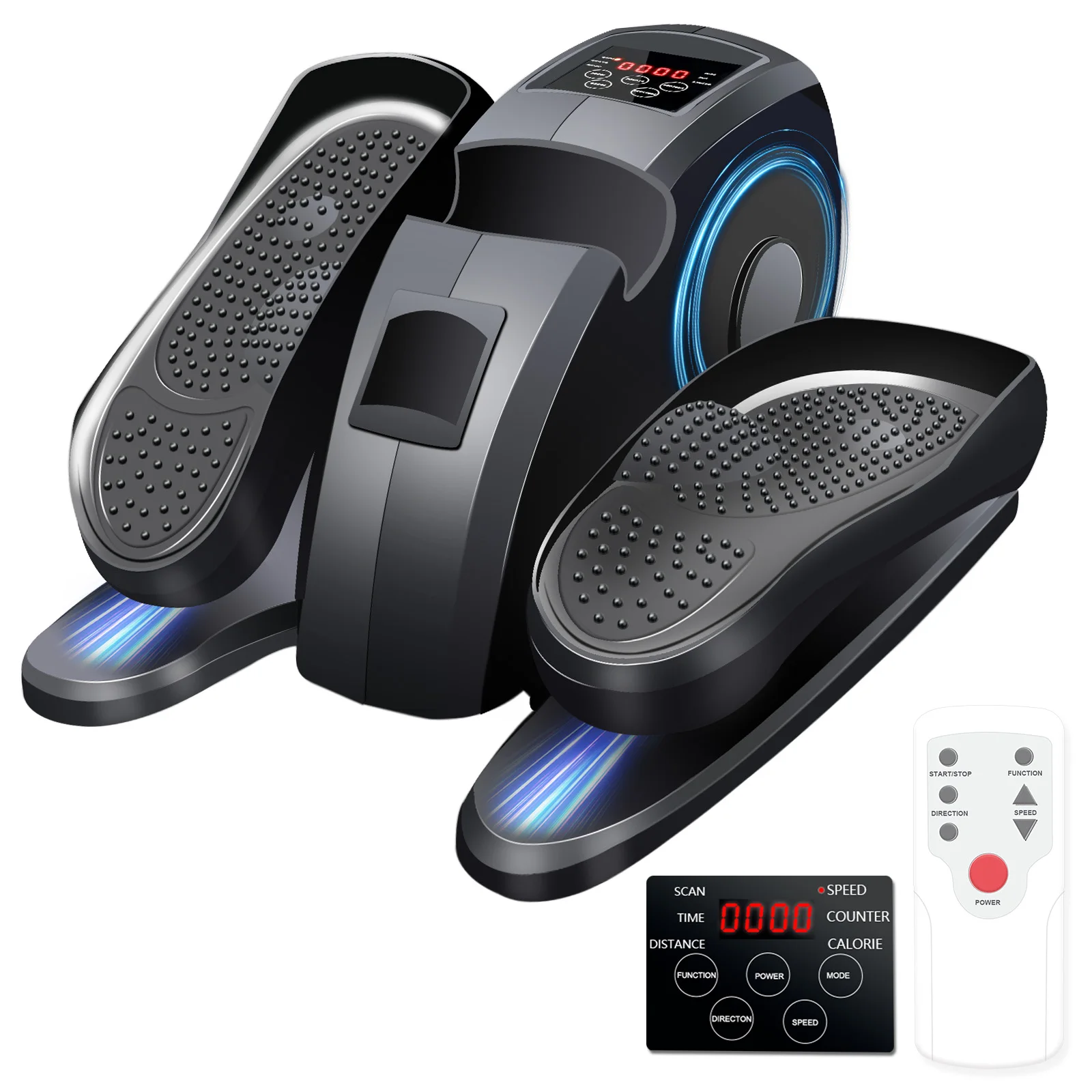 Mini Portable Under-Desk Elliptical Machine with Pre-Installed Seated Pedal Leg Exerciser Remote Control for Seniors Adults