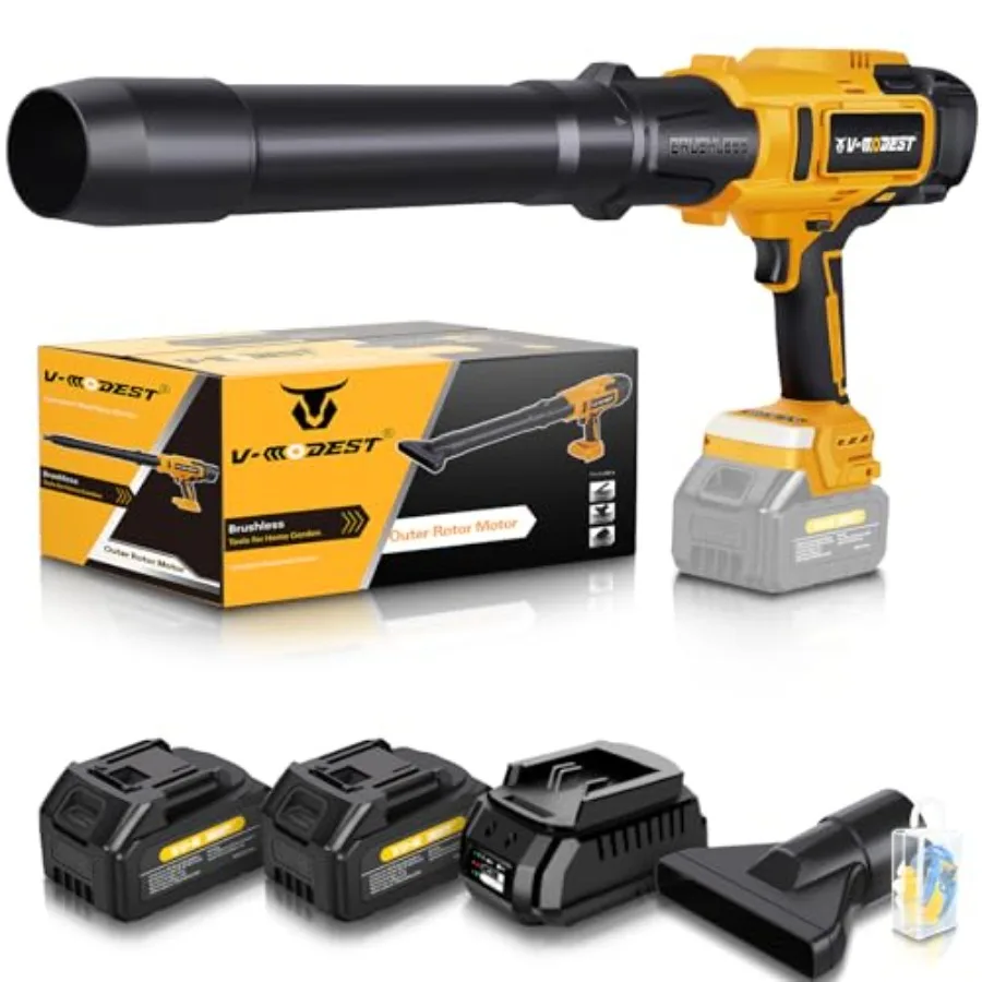 

Аккумуляторная воздуходувка для листьев 800 000 об/мин, компактная, бесщеточная, с 2 аккумуляторами 4.0 Ач, легкая, электрическая