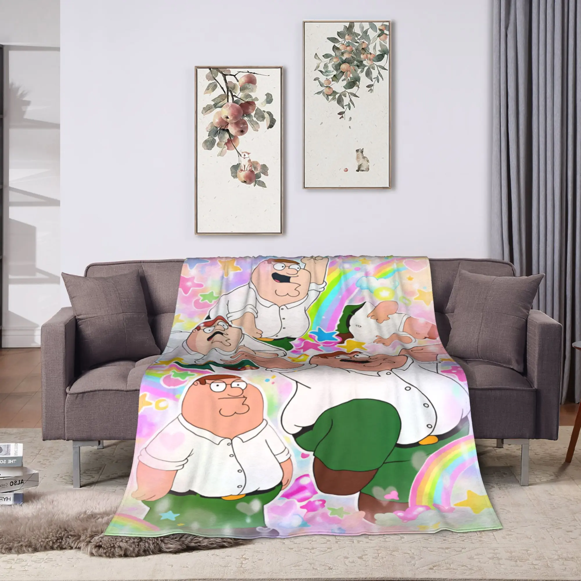 Peters Griffins Familys Guys Blanket  Warm Soft Funny Plush Throw Blanket For Outdoor Camping Flannel Bedspread Bed Cover