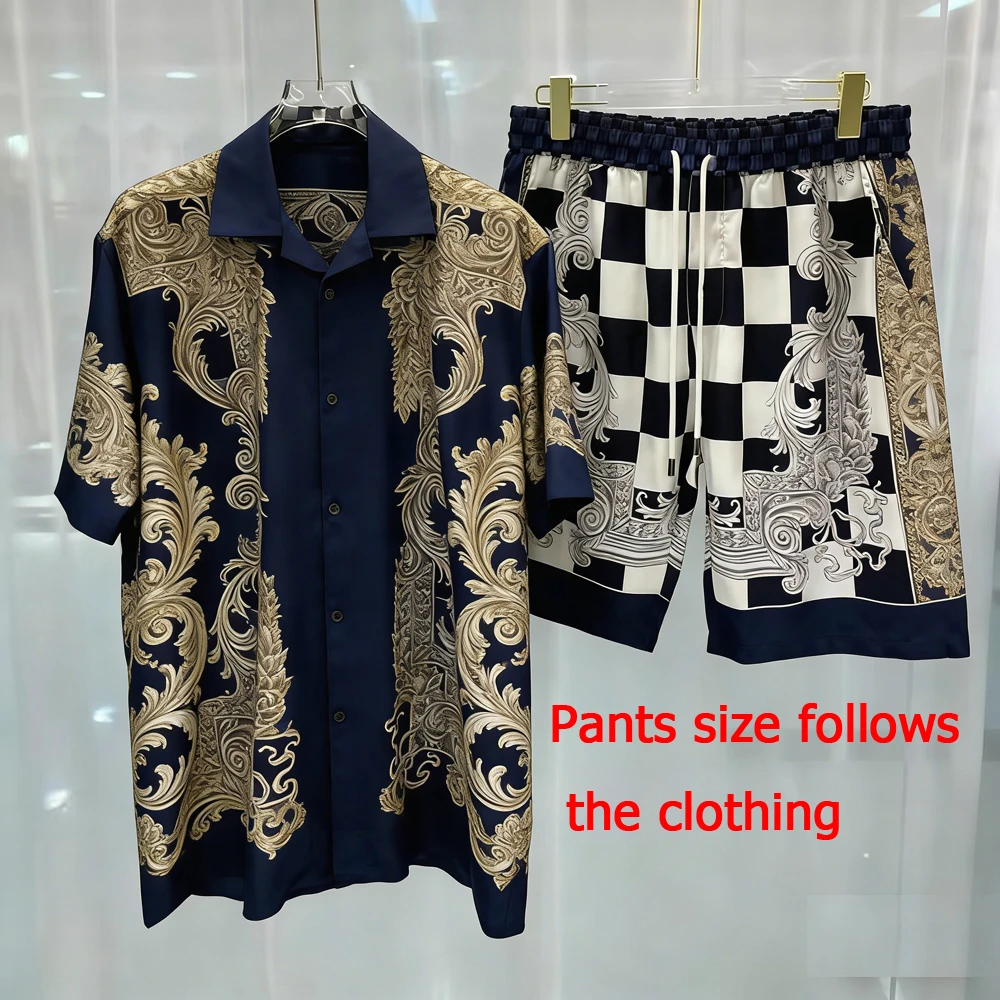 2026 Men's New Shorts Suit European Baroque High Definition 3D Printed Shirt Shorts Hawaiian Vacation Design Men's Clothes