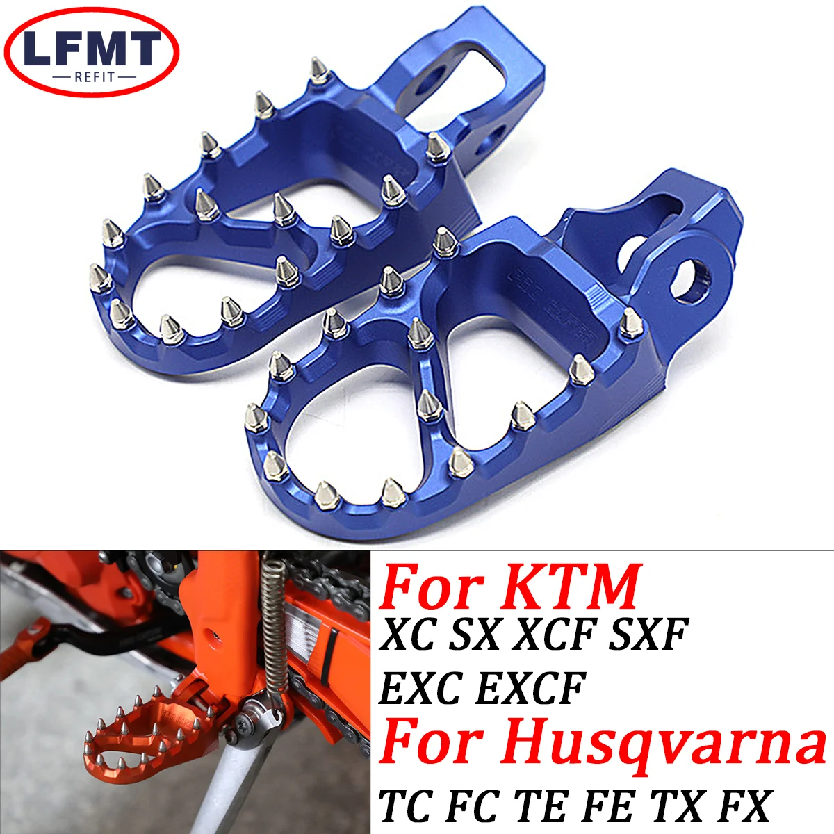 Foot Pegs FootRest Rests Pedals For KTM XC XCF SX SXF EXC EXCF 125 150 200 250 300 350 450 500 2016-2023 Dirt Bike Motorcycle