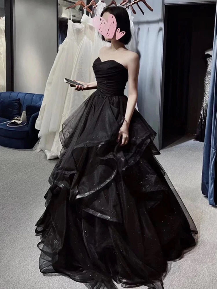 

Ele Bla Evening Gown Women's Sexy Strapl Performance Dr Host Birthday Par Adult Ceremony Polyester Fiber