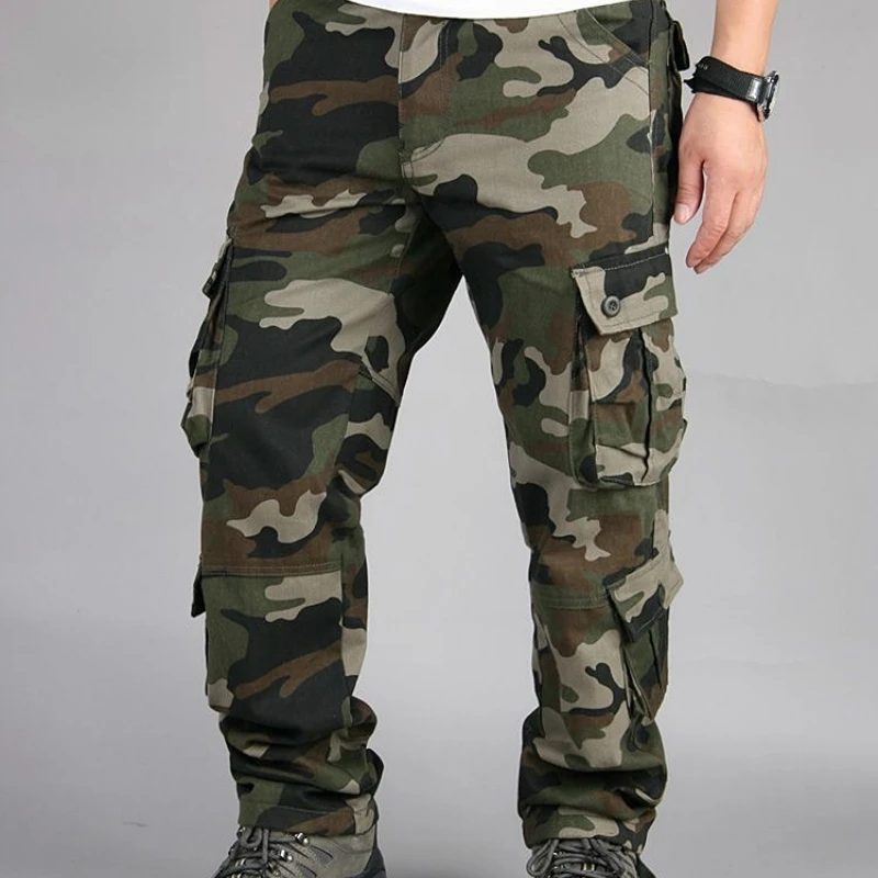 Pantalon militaire tactique multi-poches pour homme, salopette à jambes droites, tenue longue en coton, ample et Durable, taille 44