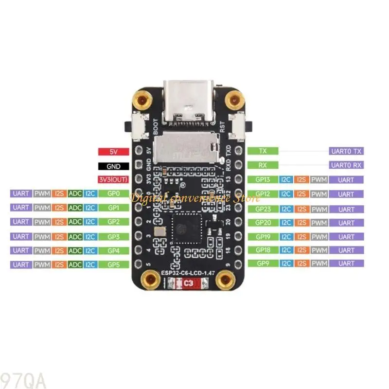 

97QA Development Board with 1.47Inch LCD Display Wifi6 BT5.0 BLE5