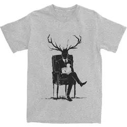 Hannibal Lecter NBC Stag Antlers Lamb T-Shirt Mens 100% Cotton T Shirts Summer O Neck Leisure Tee Shirt Casual Big Size Clothing