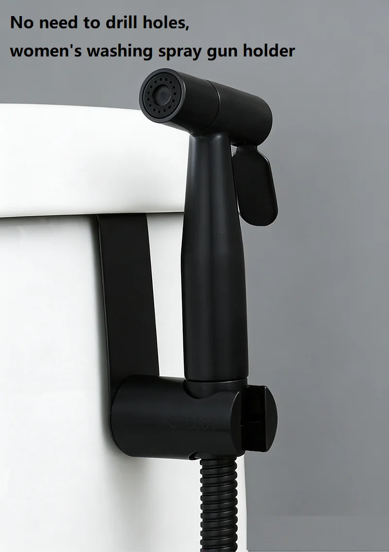 

Портативный набор для биде - черный распылитель для унитаза из нержавеющей стали с 4,8-дюймовым шлангом и креплением-крючком