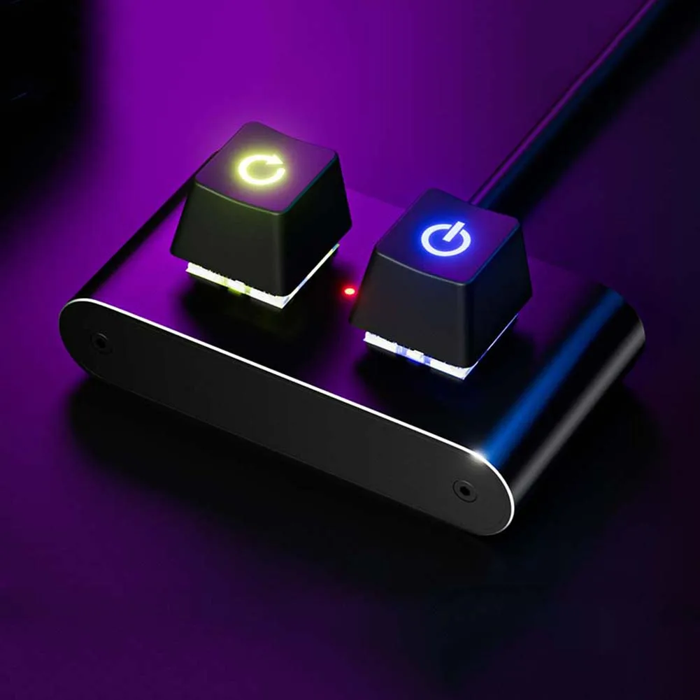 1/2 pces divisor de interruptor de mesa com led colorido ligar/desligar botão interruptor de redefinição hdd led botão de fonte de alimentação externa para placa-mãe