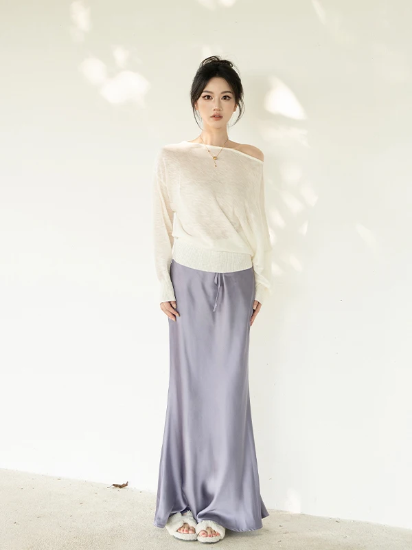 

Ele SerioLudere Egg Lazy Purple Satin Fi Tail Skirt f Body Wrap Dr Women's Faion Spring 2025 Gown