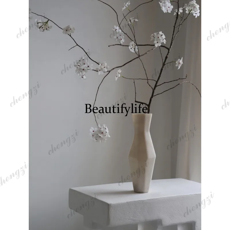 French geometric fiberglass flower ware translucent vase living room bedroom black and white design ornament