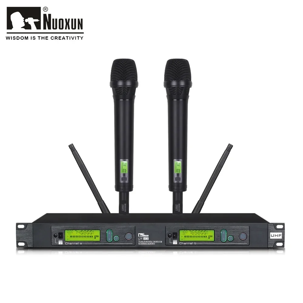 Professional True Diversity Dual Channel UHF Wireless Microphone for performance