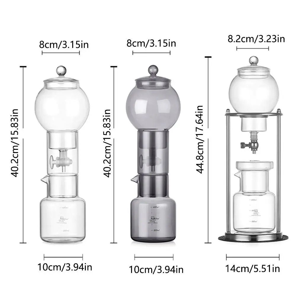 600ml Ice Dripper Coffee Maker Borosilicate Glass Slow Drip Technology Cold Brew Coffee Machine Portable Adjustable Water Flow