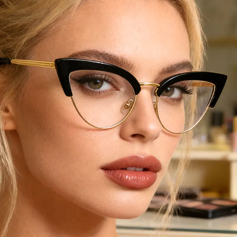 Sexy Cat Eye Metal Eyeglass Frame Women Reading Glasses Anti Blue Light Optical Lenses Prescription glasses  9916