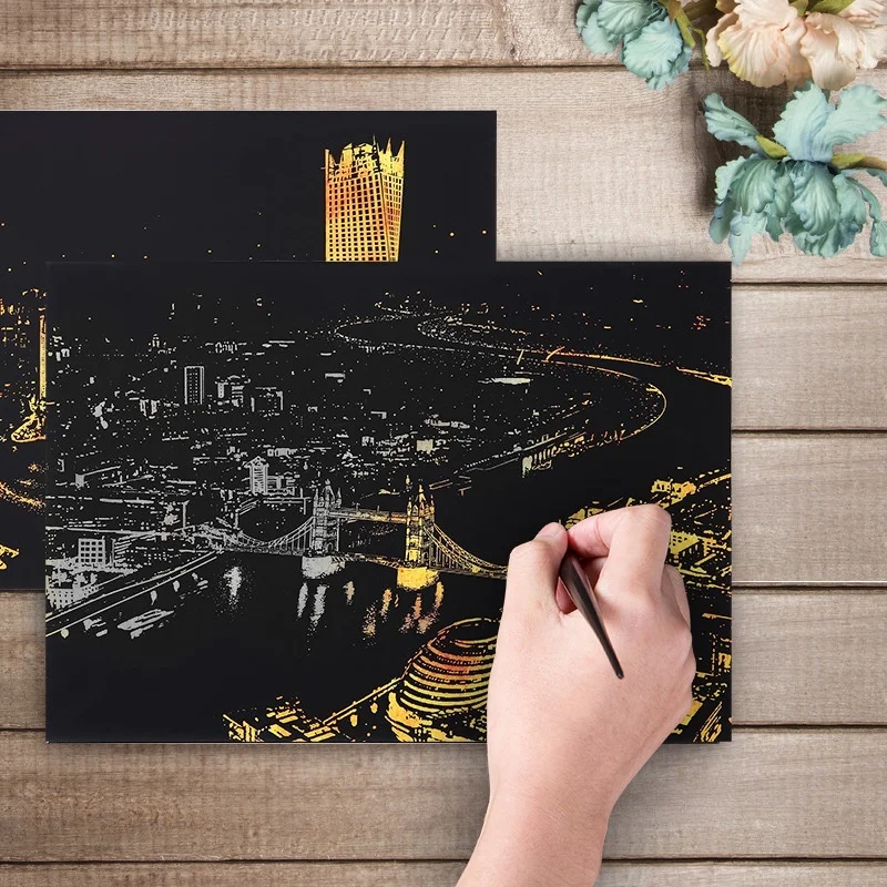 Imagem -04 - New York City Night Travel View Canvas Painting Faça Você Mesmo Picture Decoração para Casa Presente de Natal Material Escolar em Branco Paris Escola