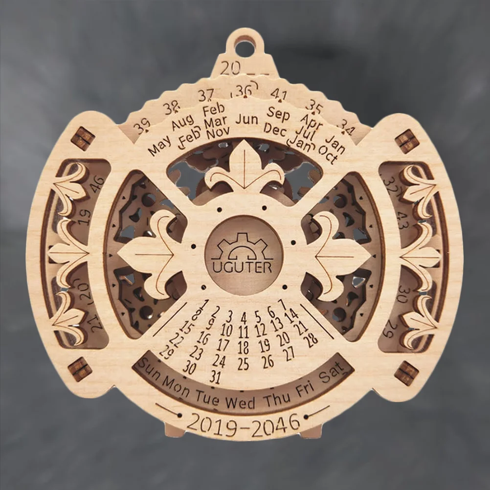 Creativo fai da te 3D calendario perpetuo modello meccanico in legno puzzle gioco assemblaggio giocattolo regalo (versione inglese)