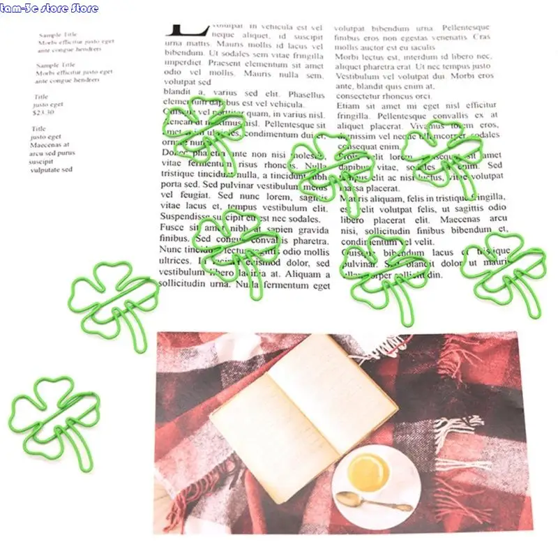 100 Pcs Decorative Paper Clips Four Leaf Clovers Paper Clip Bookmarks Metal Paperclips Creative Planner Clips for Office