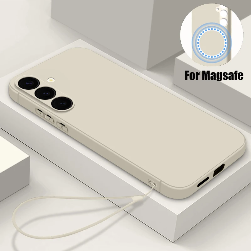 Luxury Magnetic Phone Case For Samsung Galaxy S25 S24 S23 S22 Ultra Plus S21 S24 FE Case For Magsafe Wireless Charge Soft Cover