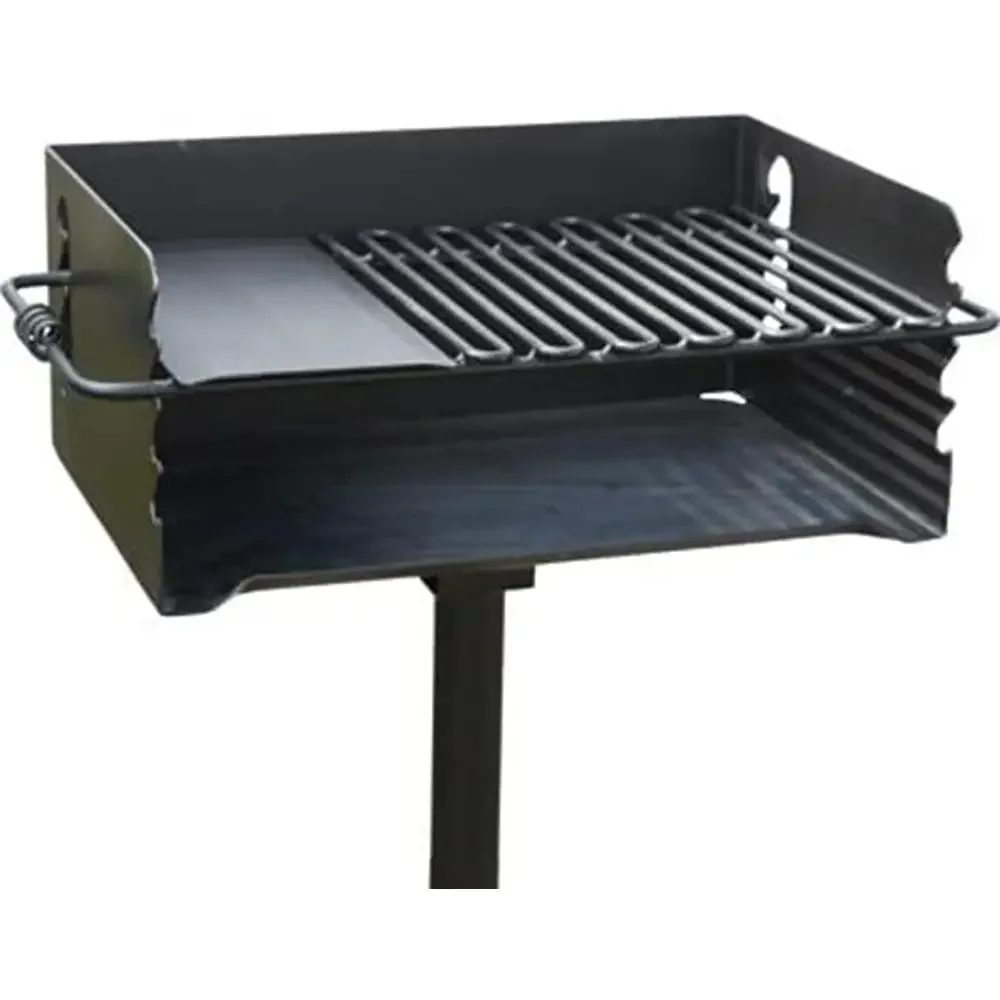 

CBP-247 Jumbo Park Style Heavy Duty Steel Outdoor BBQ Charcoal Grill with Cooking Grate and 2 Piece Post or Camping and Backyard