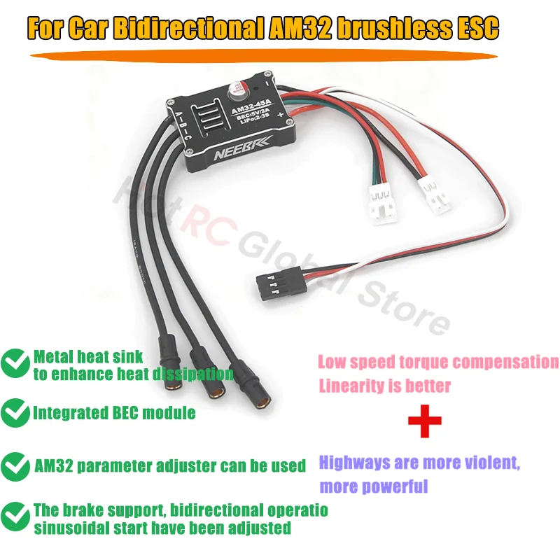 2322 2600kv 3500kv motor sem escova am32 45a metal esc plugue original para 1/12 rc carro rastreador mn300 tanque 300 kit de energia atualização