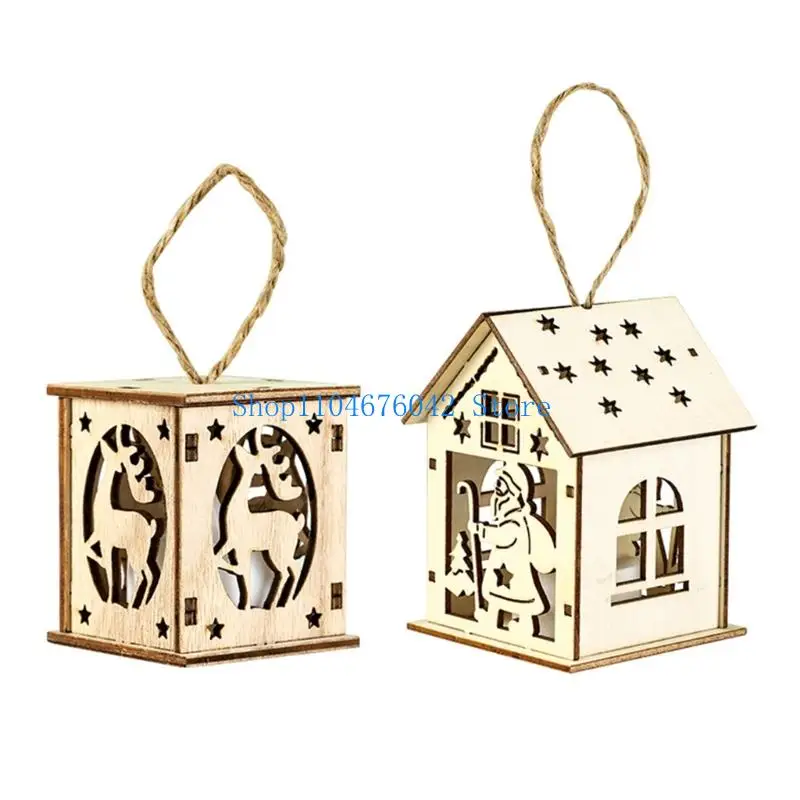 5asd Traditional Wooden LED Light Christmas Cabin Decoration Suitable For Wall Hanging