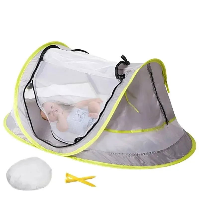 

Portátil Baby Travel Tent Infantil Pop Up Shelters Praia dobrável ao ar livre, Mosquiteiro, Cortina de brinquedo, Sombra para ca