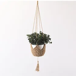 Gardening Knitting Creative Flowerpot Net,Flax Plant Hanger,Woven Garden Pot Net,Cotton Rope Home Hanging Basket