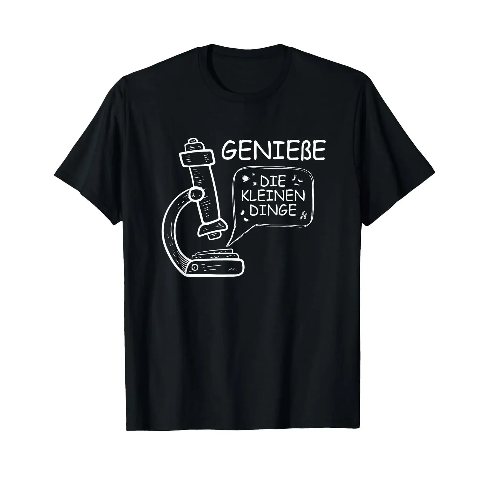 T Shirt with German Text Genieße kleine Dinge Mikroscope Laboratory Biology Science Language vintage Washed Comfortable fashion