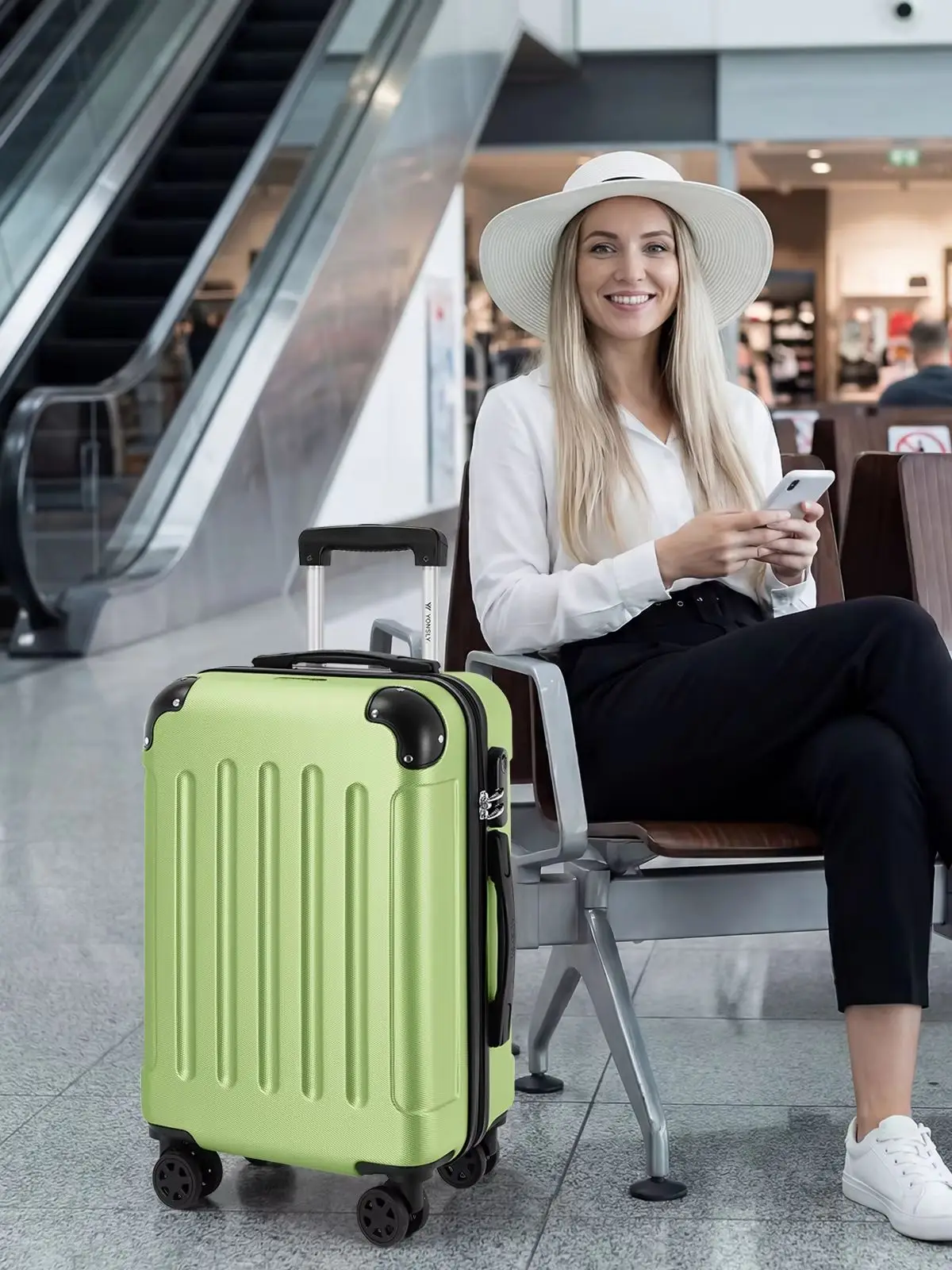 YONSLY Koffer Set 3-teiliges 20/24/28 Zoll mit 4 360° Spinner Rollen Zahlenschloss Doppelter Wartungsreißverschluss Netzfach Weichem Gummigriff Hartschalenkoffer Gepäckset für Reise Urlaub