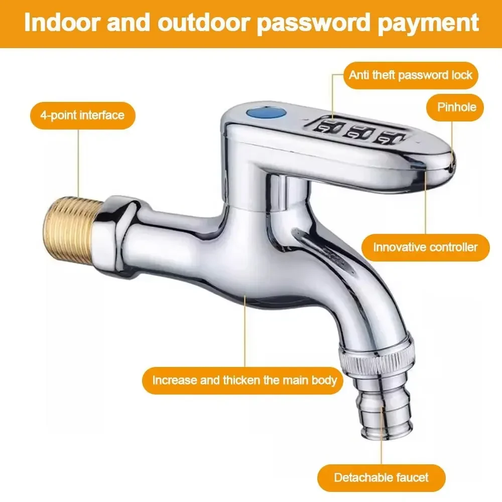 Outside Anti-Theft Sink Faucet Durable Security Faucet with 3 Digital Code Combination Lock Faucet Garden Wash Basin Water Tap