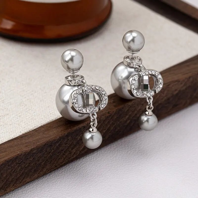 Fashion Luxury Imitation Pearl Pendant Earrings for Women Exquisite Zircon Stainless Steel Earrings Jewelry Accessories Gifts