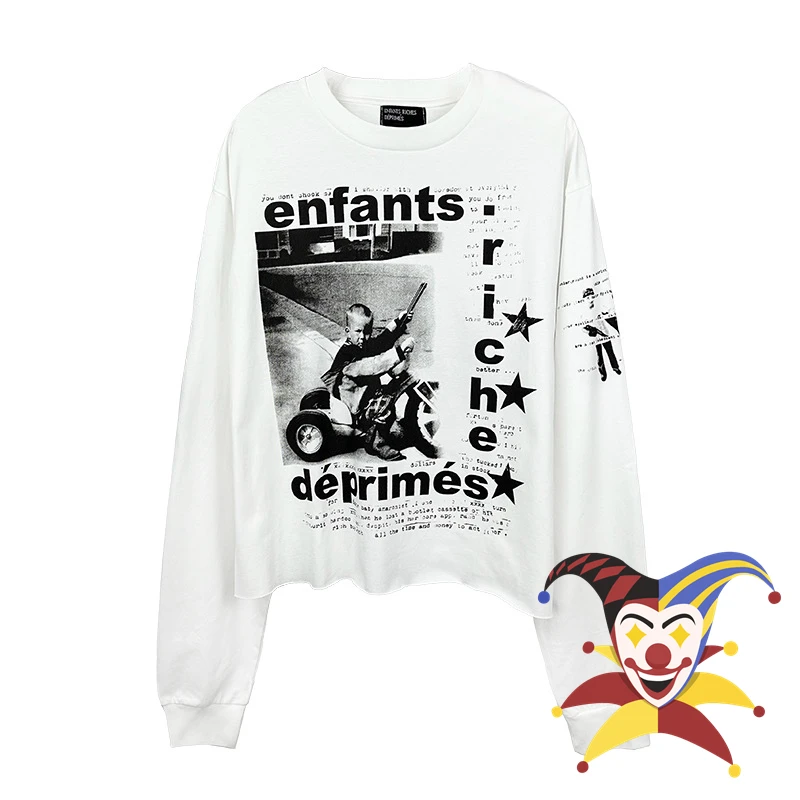 

Character Graphics Print Enfants Riches Deprimes Long Sleeved T-Shirt Men Women Oversized White ERD T Shirt Top