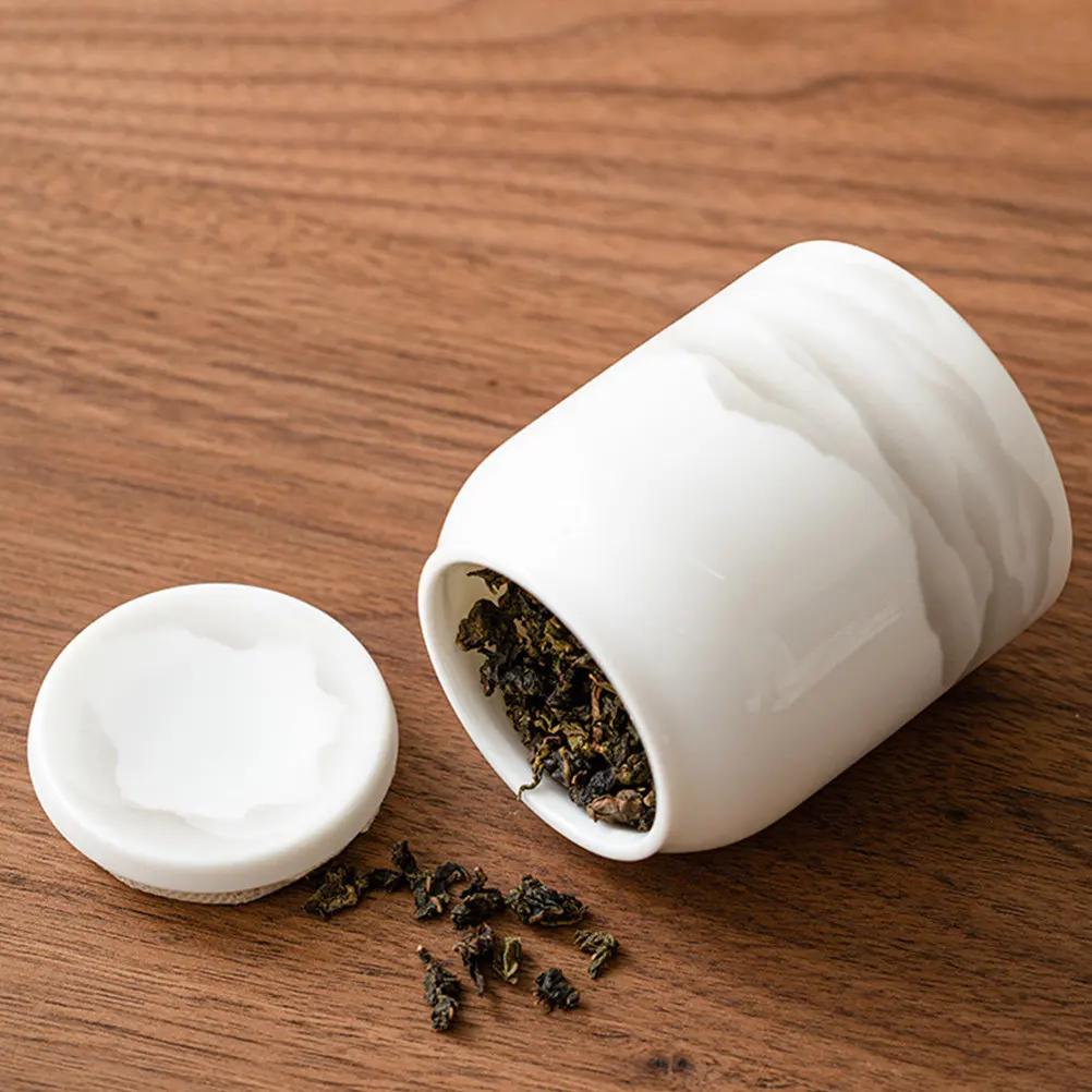 Porcelain Ceramic Tea Jar Airtight Storage Container Loose Leaf Tea Canister Compact Travel Office Use Ceramic Container