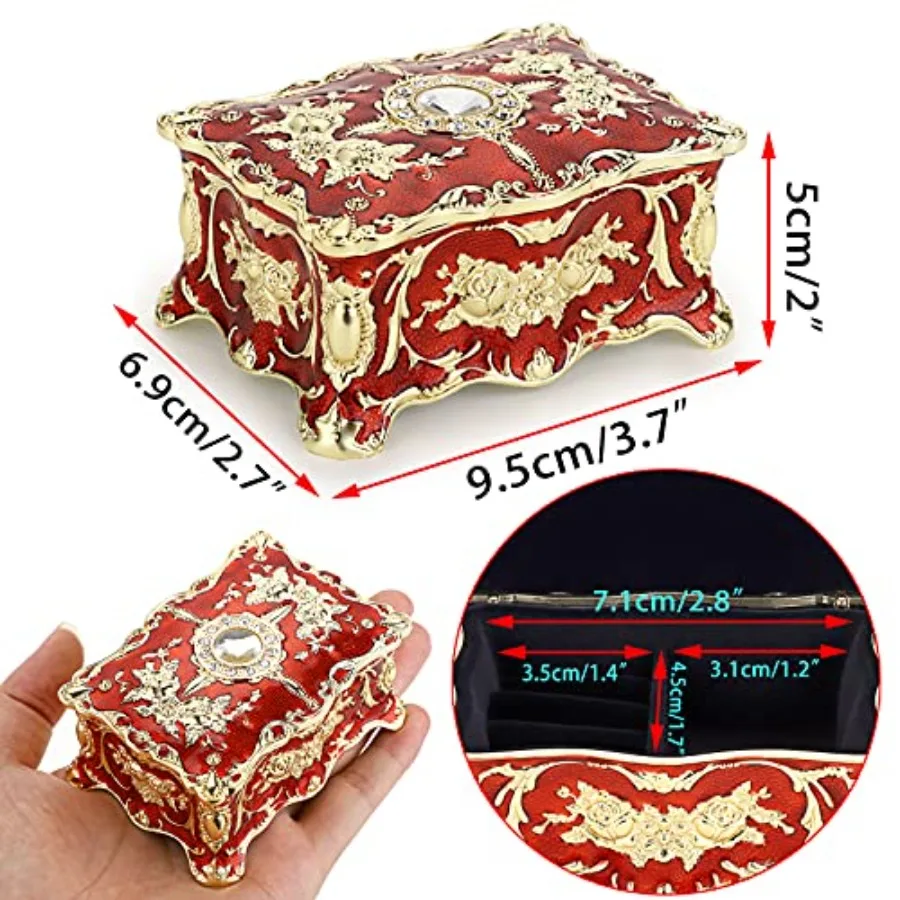 Vintage Jewelry Box, Enameled Trinket Box Organizer Rectangular Treasure Chest Box Jewelry Decorative box Keepsake Gift Box Cas