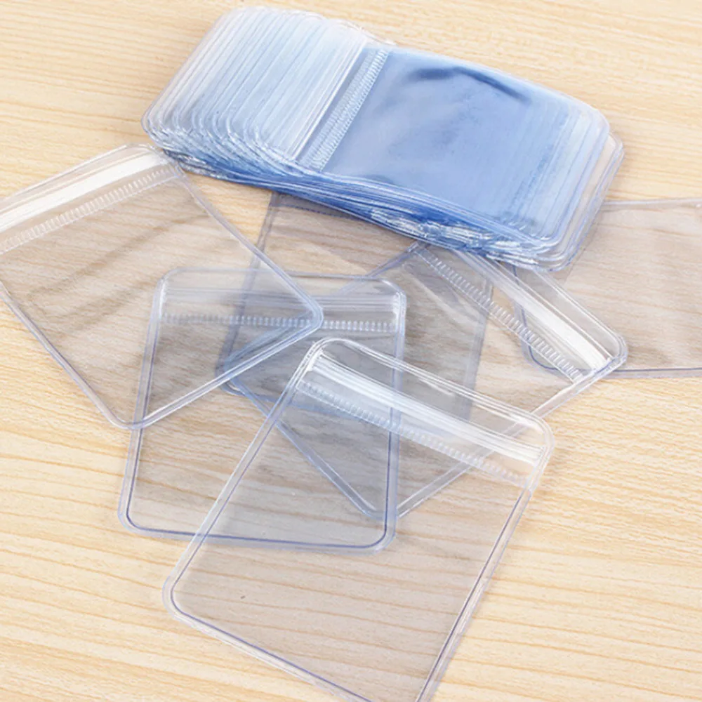 100 Pcs/lot Clear PVC Slimline Plastic Coin Bag Case Wallets Storage Envelopes Seal Plastic Storage Bags gift package