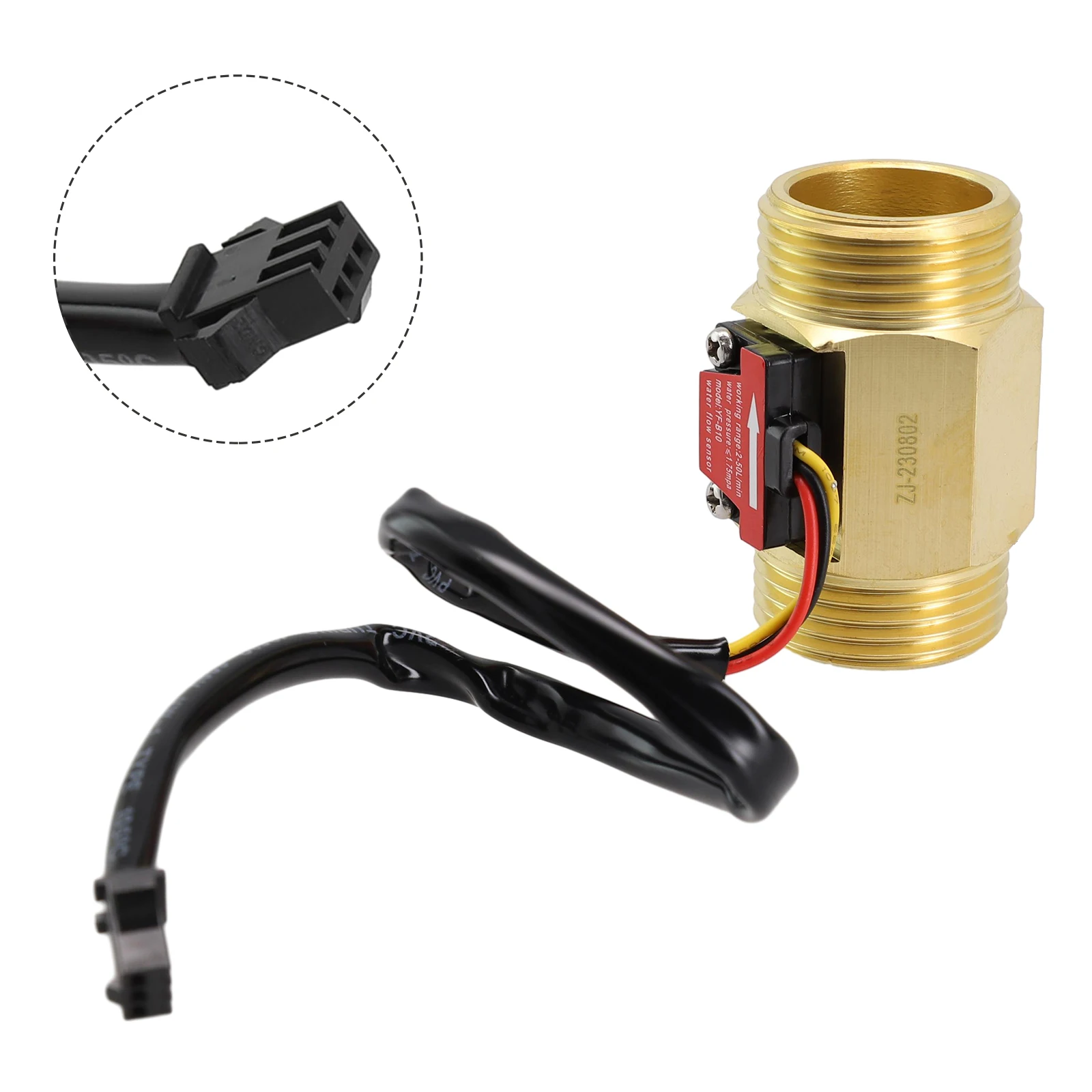 

Water Stream Sensor Stream 2-50L/min Stream Meter Switch YF-B10 1.75MPa 13mm Thread Brass DC3.5~24V Hall Element