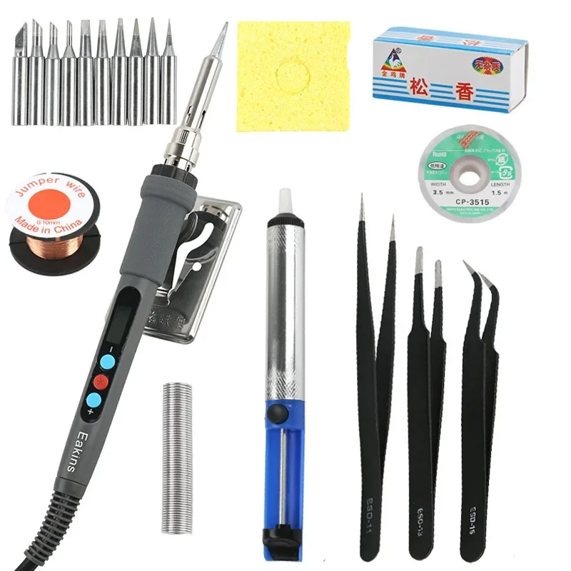 

Adjustable Temperature Electric Soldering Iron Kit 60W LCD Digital Display Ceramic Heated Core 220V EU Plug For PCB Desoldering