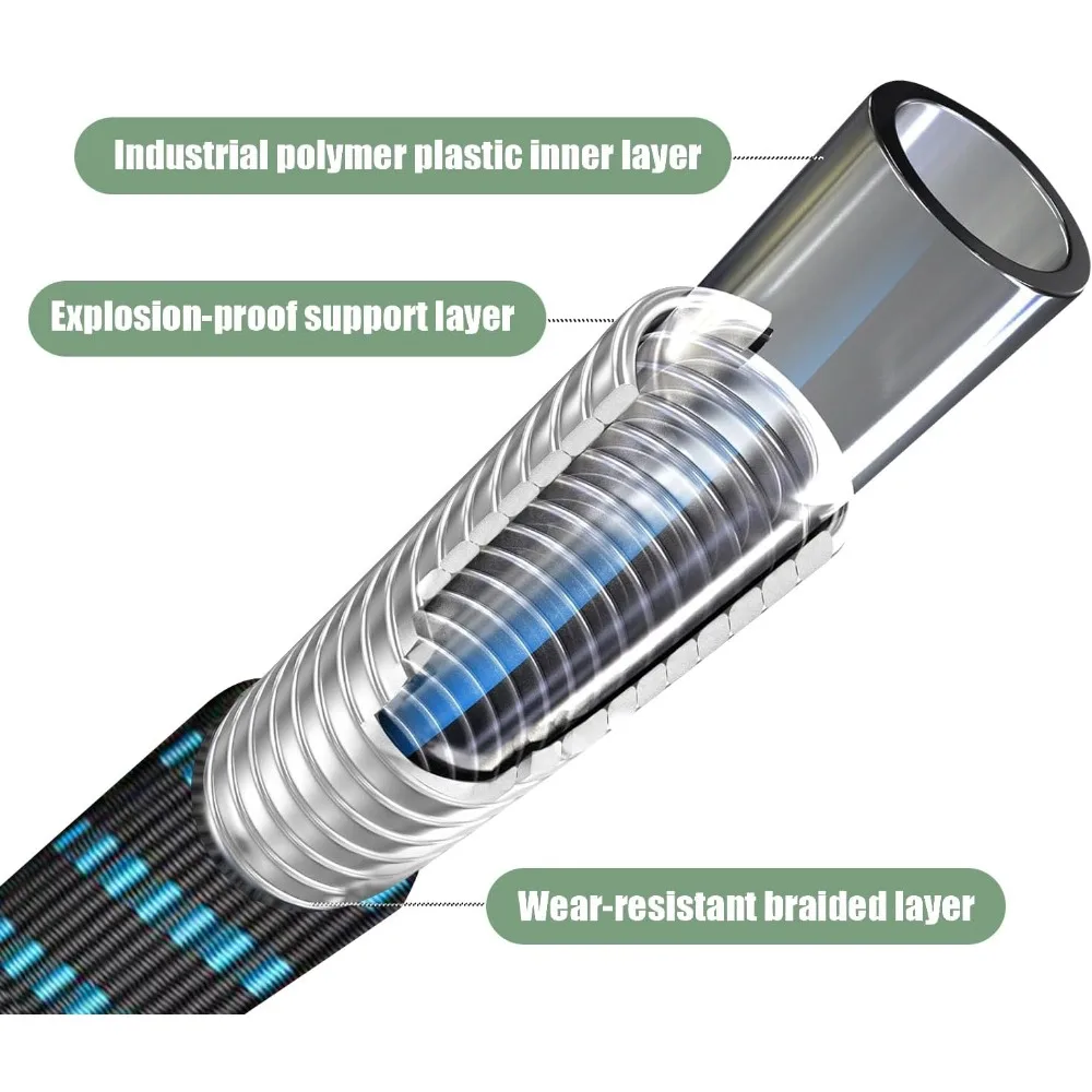 خرطوم حديقة مرن خفيف الوزن بطول 150 قدمًا غير قابل للغلق مع فوهة 10 أنماط وموصلات معدنية متينة 3/4