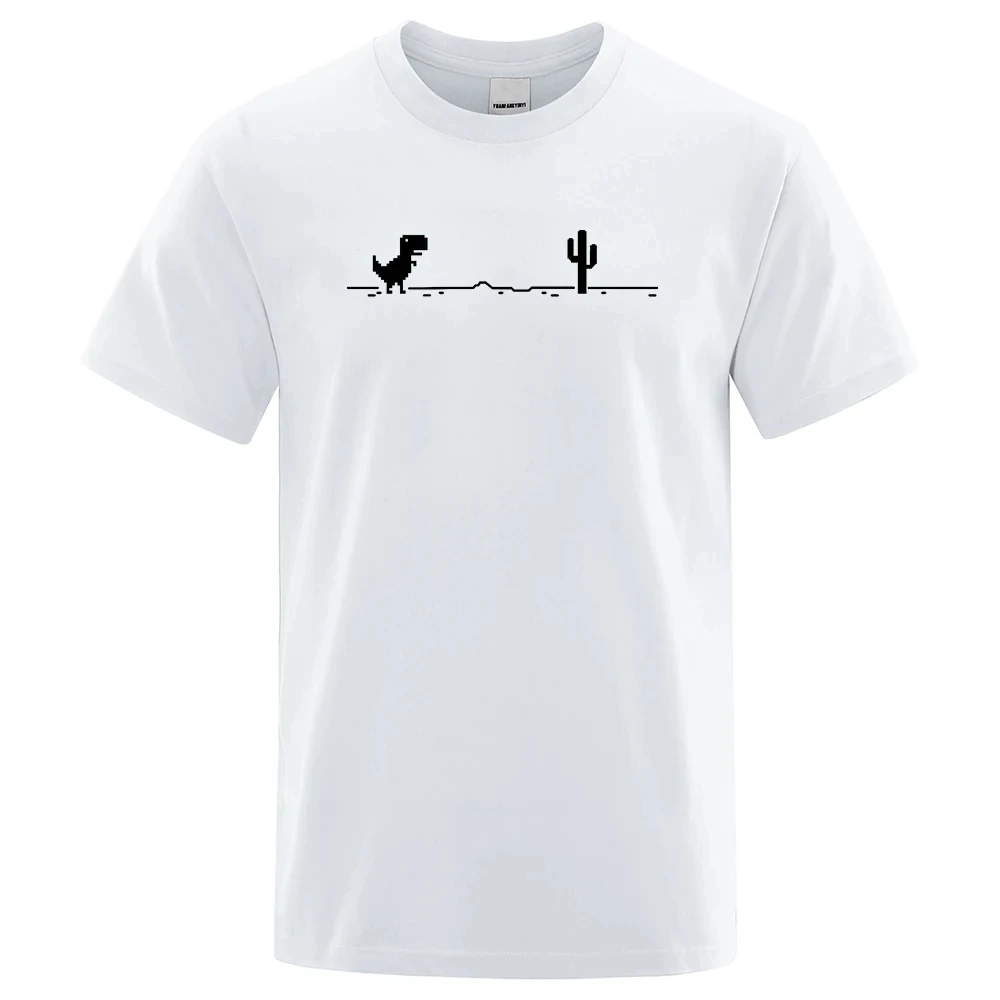 Mens T-shirts Printed Dinosaur Cactus Funny Tops Summer Cotton T-shirt for Men Casual O-Neck Tee Shirts Basic Top 80327